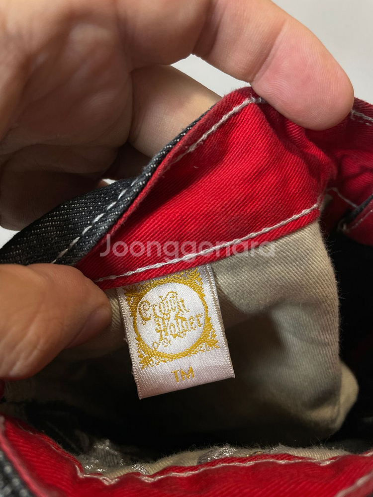 (32~33) 크라운 홀더 올드스쿨 힙합 자수 데님 팬--5