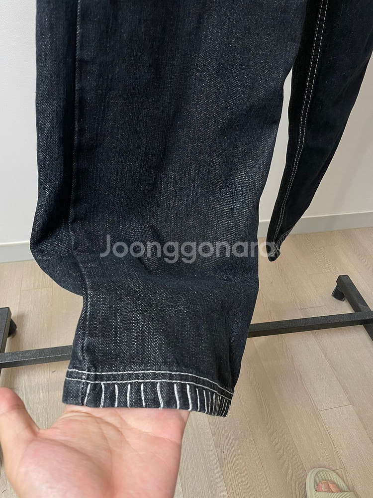 (32~33) 크라운 홀더 올드스쿨 힙합 자수 데님 팬--3