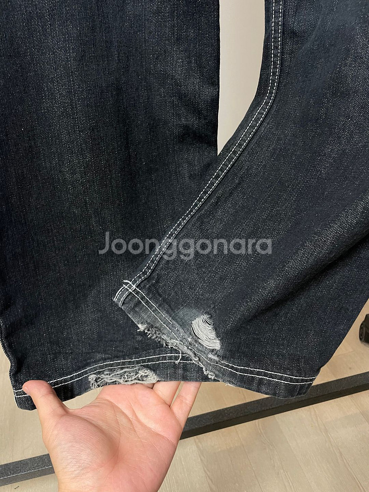 (32~33) 크라운 홀더 올드스쿨 힙합 자수 데님 팬--7