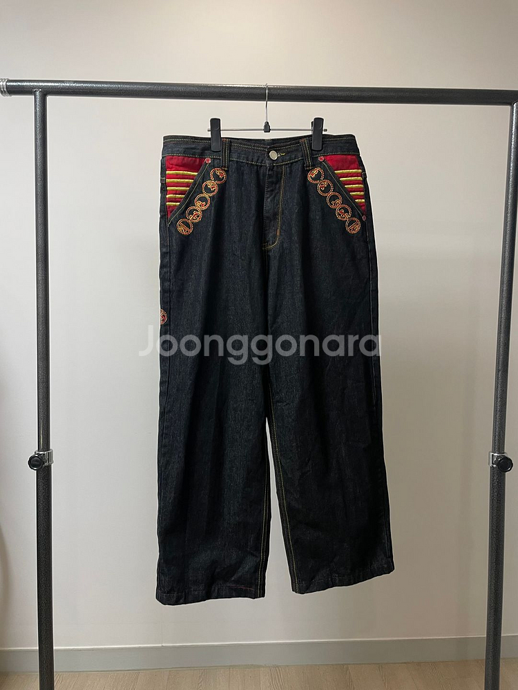 (34) coogi 쿠지 올드스쿨 힙합 자수 데님팬츠--3