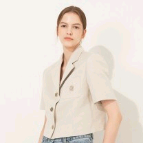 타임 린넨 크롭 재킷