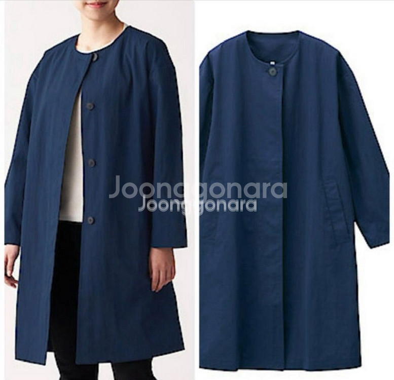 [새제품]무인양품MUJI발수• 노 칼라 코트--0