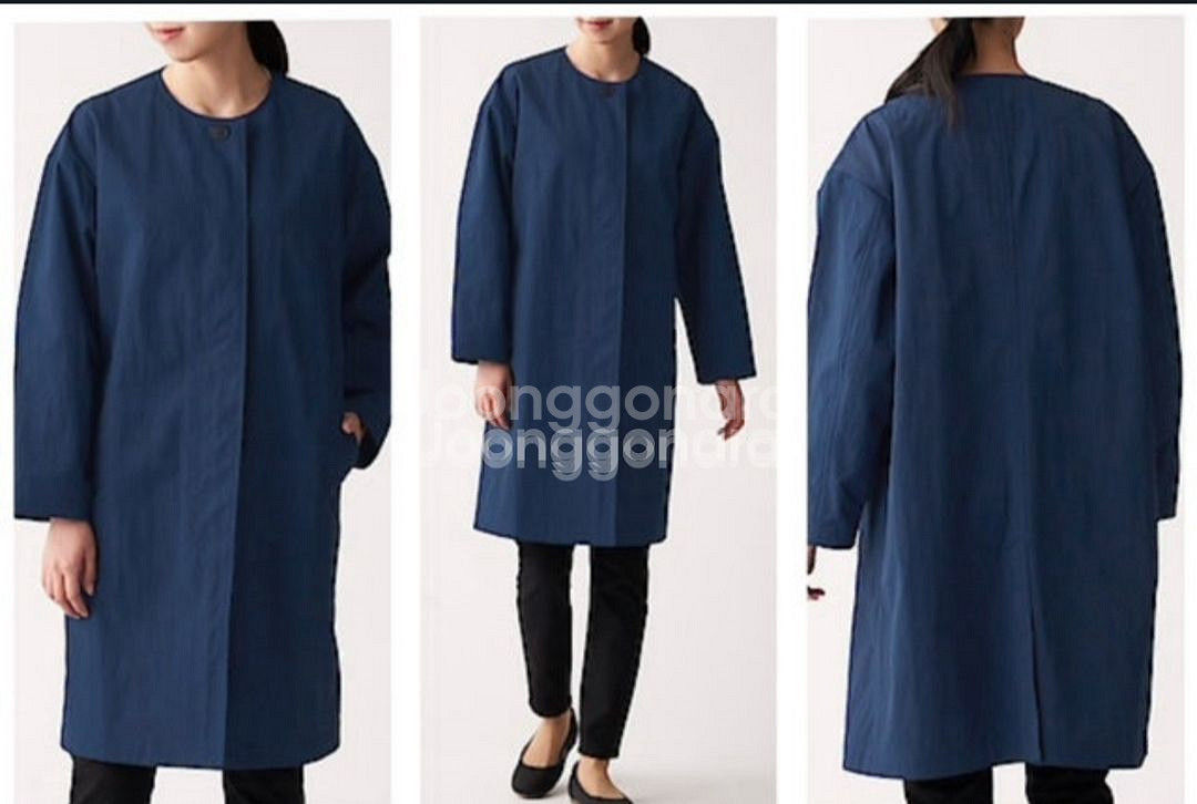 [새제품]무인양품MUJI발수• 노 칼라 코트--2