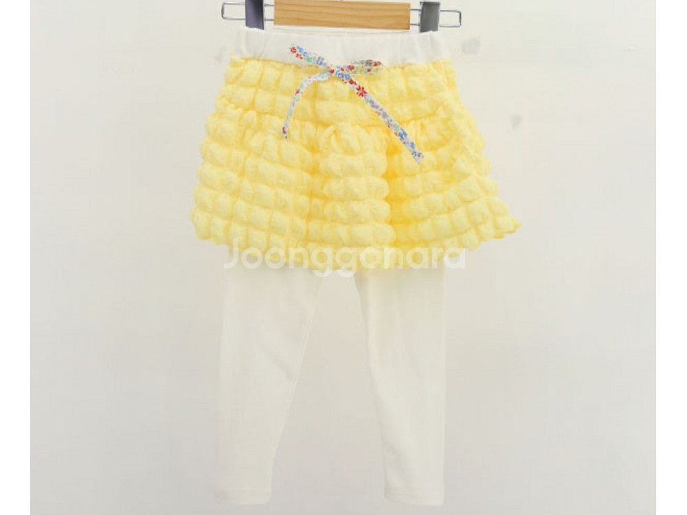 새상품 여아 폼폼이 치마레깅스세트 노랑세트--3