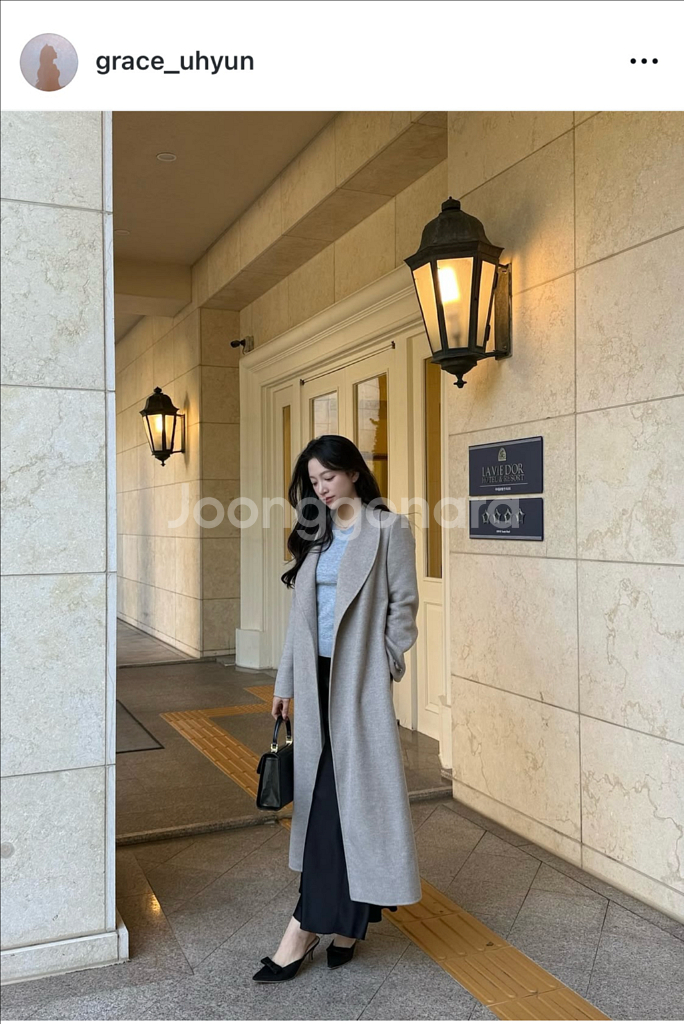 그레이스유 캐롤 숄카라 핸드메이드 코트 브라운--1