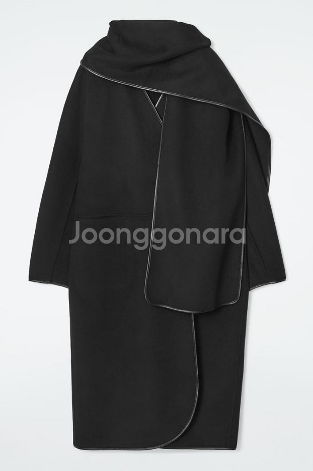 코스 레더 트리밍 울 스카프 코트 (새상품)--0