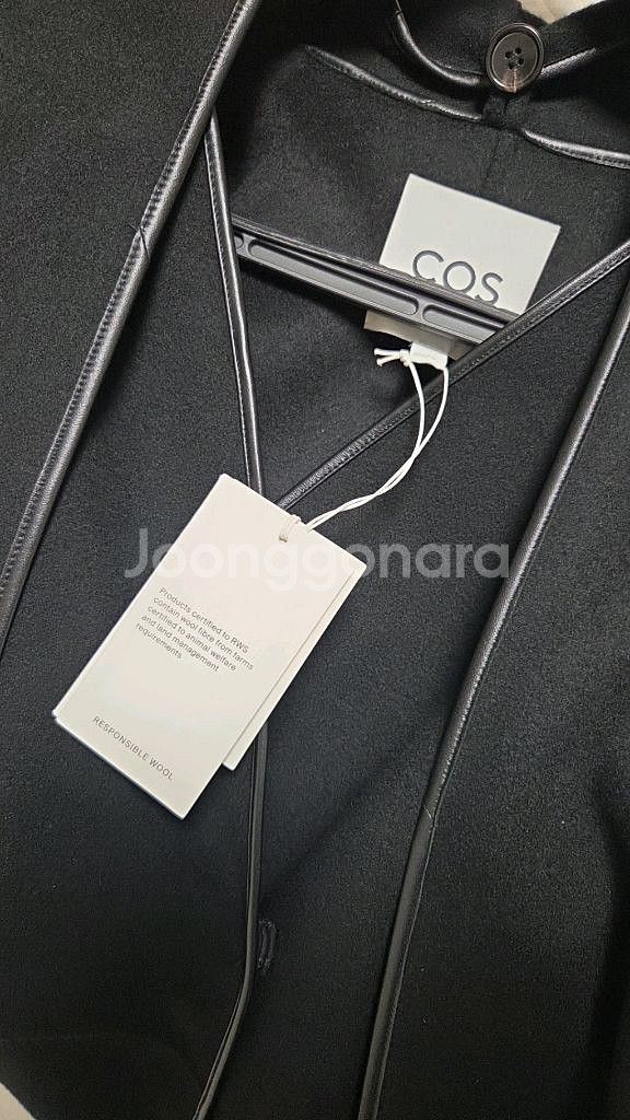 코스 레더 트리밍 울 스카프 코트 (새상품)--5