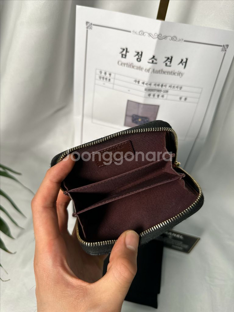 샤넬 케비어 카드지갑 금장로고--6