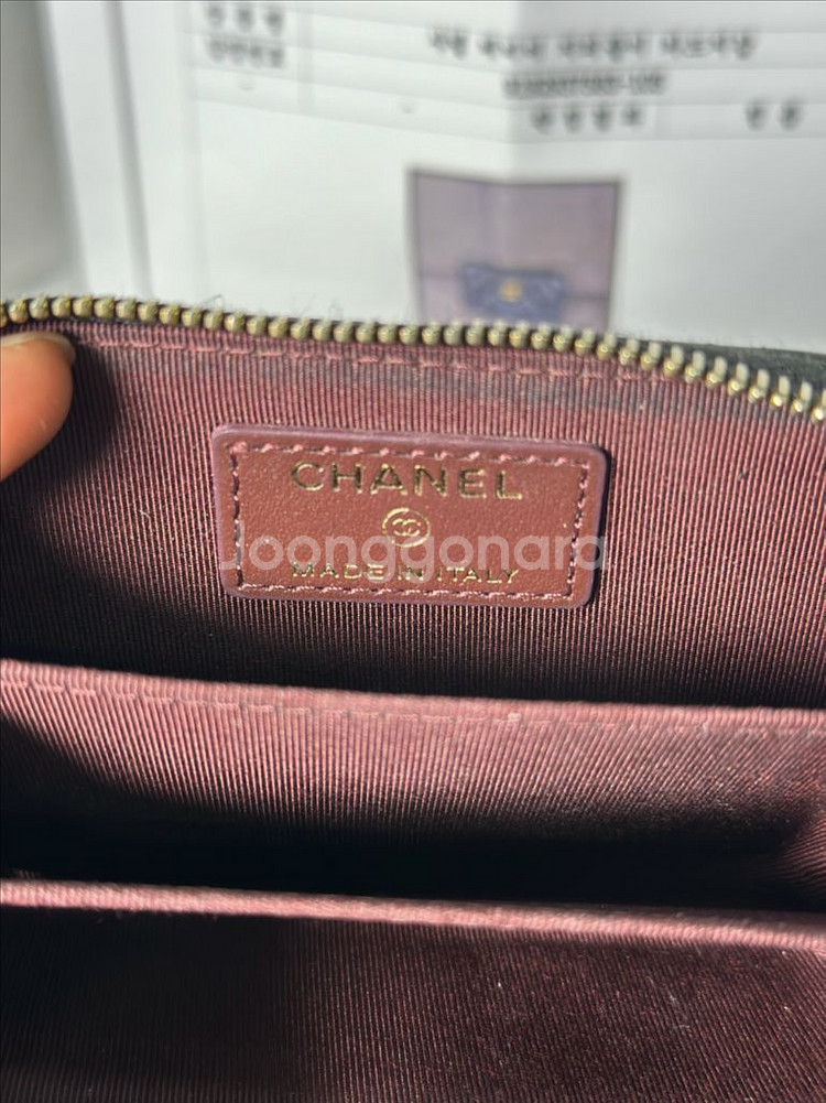 샤넬 케비어 카드지갑 금장로고--7