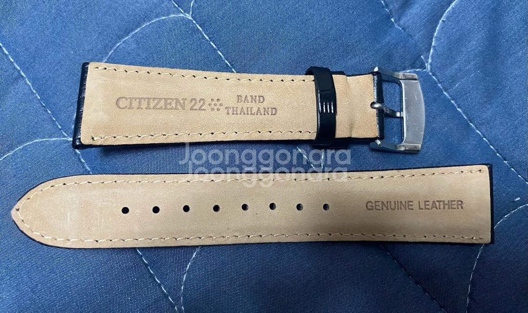 시티즌 정품 가죽 스트랩 블랙 22mm 싸게 팝니다.--1