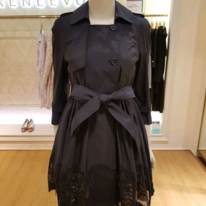 레니본 레이스 트렌치코트 네이비