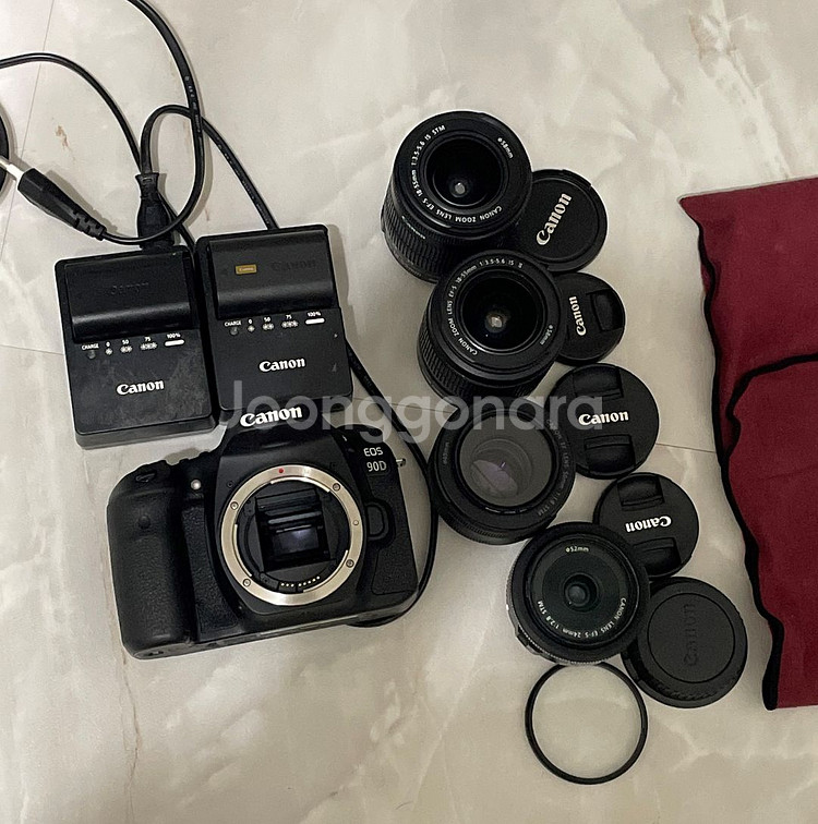 캐논 90D 풀세트 (렌즈 4개, 가방, 필터 포함)--1