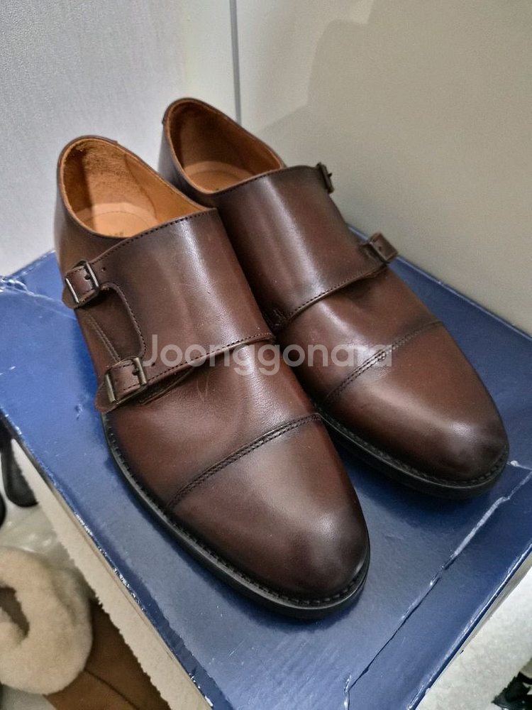 H&M 브라운 레더 몽크 스트랩 구두 eu42--0
