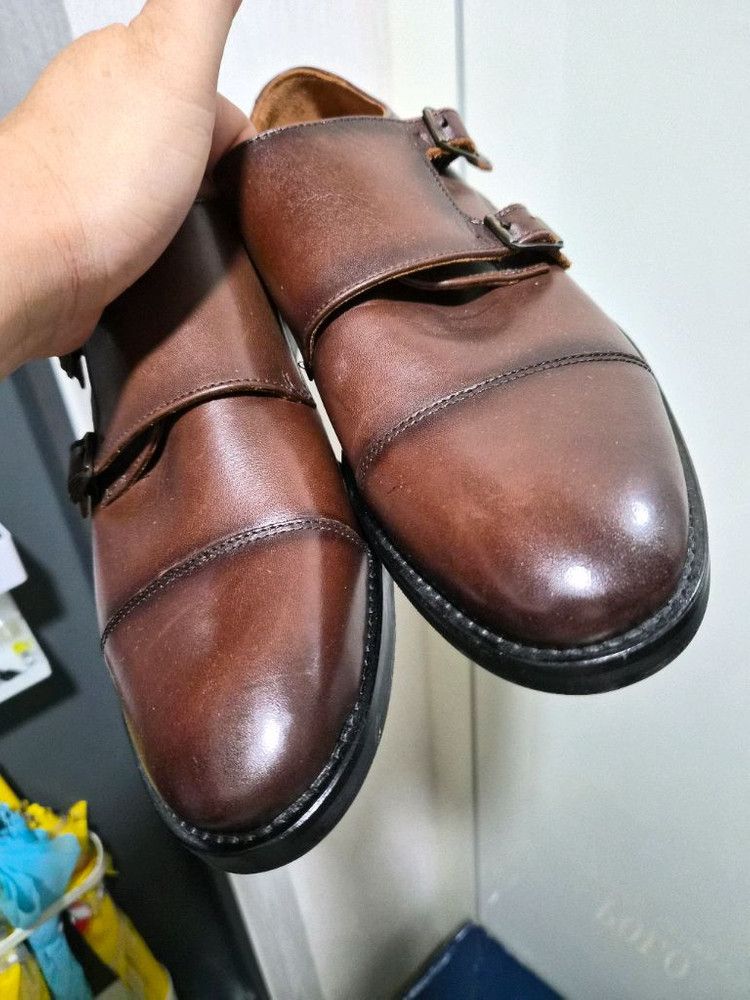 H&M 브라운 레더 몽크 스트랩 구두 eu42 이미지