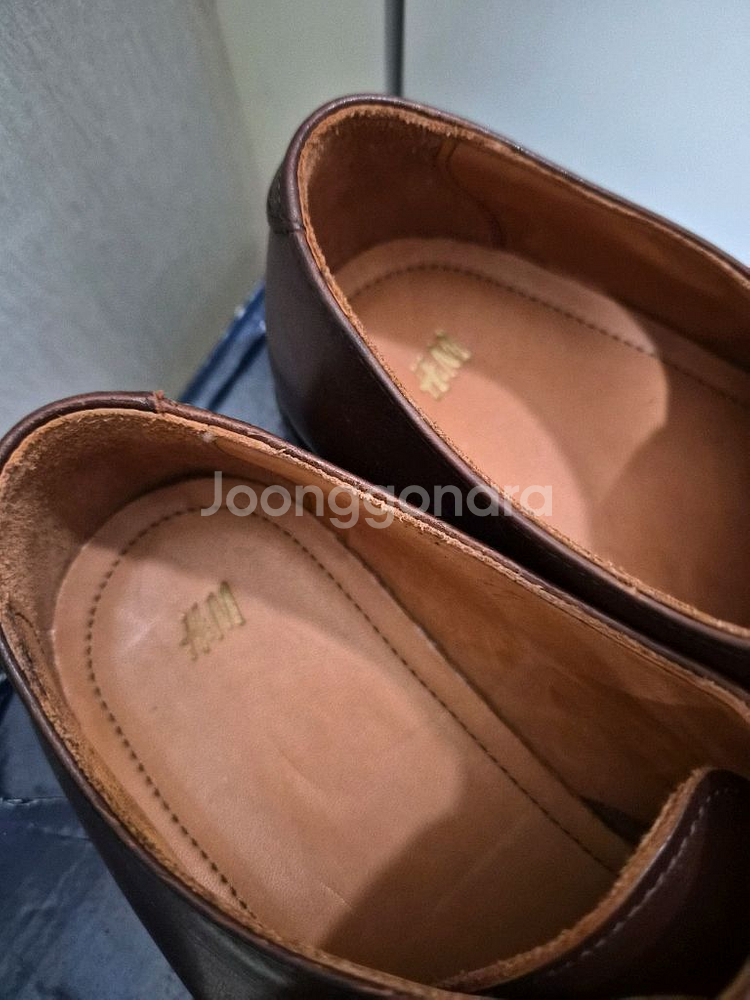 H&M 브라운 레더 몽크 스트랩 구두 eu42--1