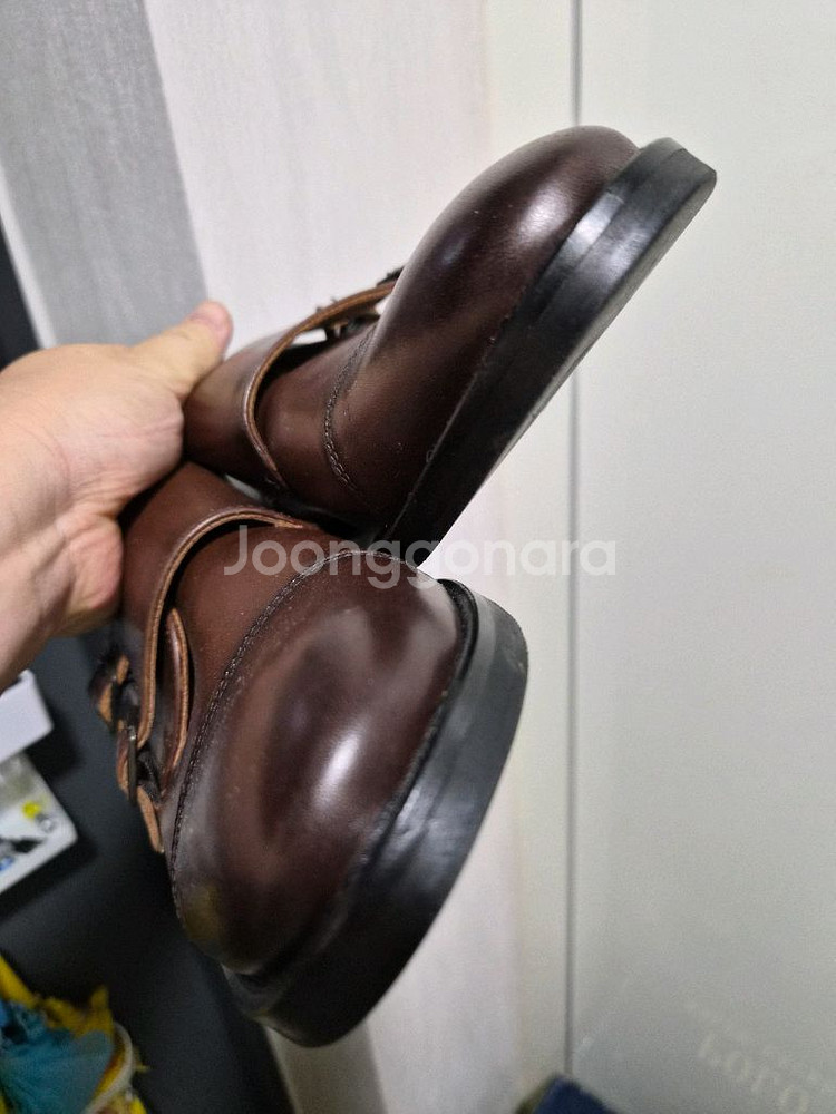 H&M 브라운 레더 몽크 스트랩 구두 eu42--4