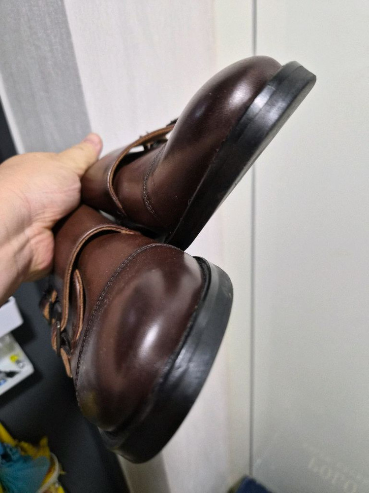 H&M 브라운 레더 몽크 스트랩 구두 eu42 이미지