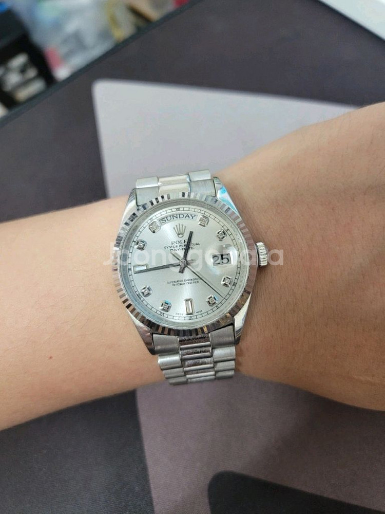 [제작형] 롤렉스 데이데이트 18k 화이트 골드--0