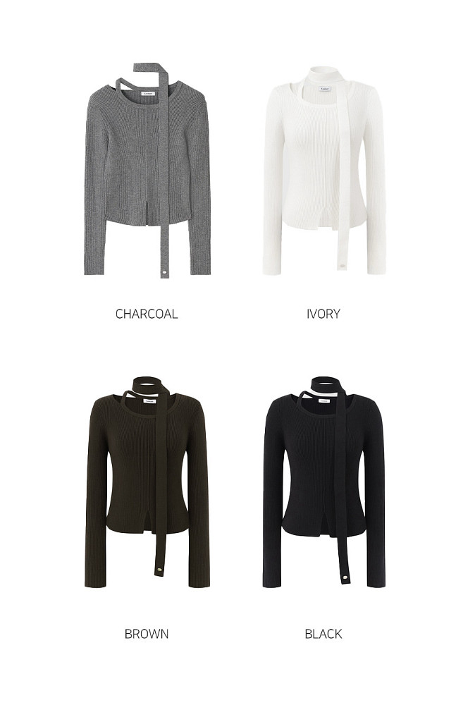 (새상품) 룩캐스트 위트니 컷아웃 니트 탑 브라운 S--1