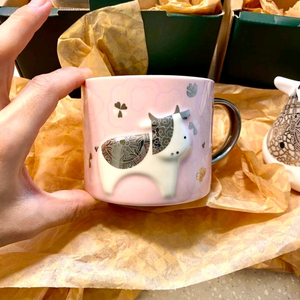 스타벅스 21 뉴이어 핑크+화이트 카우 머그 일괄판매