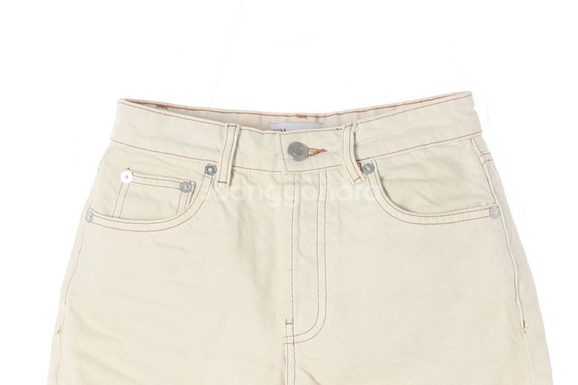 [XS]자라 크림 오트밀 컷아웃 데님 쇼츠 반바지 청반--1