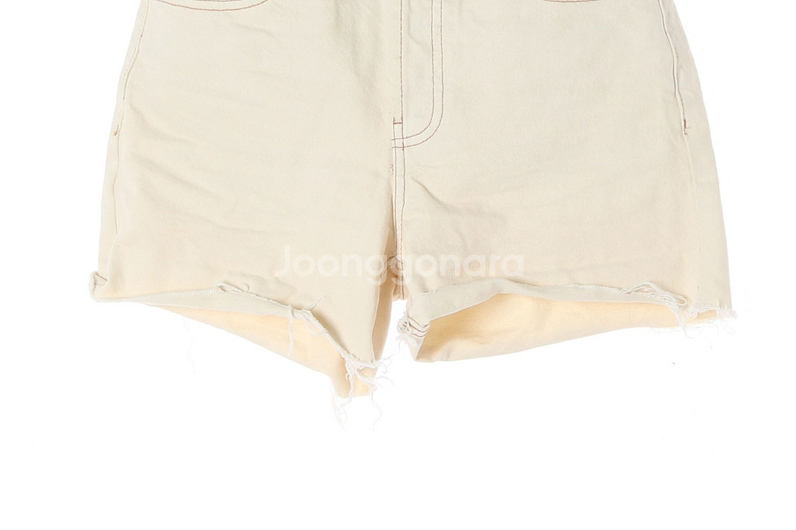 [XS]자라 크림 오트밀 컷아웃 데님 쇼츠 반바지 청반--2