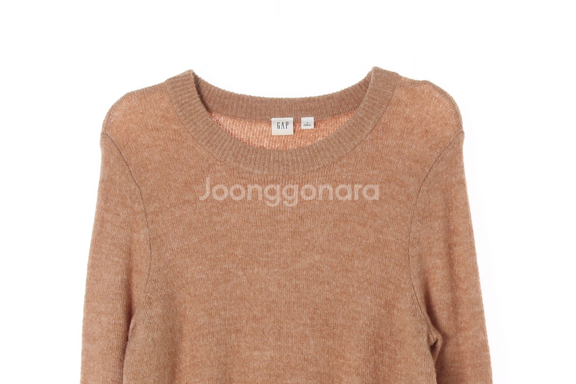 [S]GAP갭 베이지 라운드 긴팔 롱 니트 스웨터--1