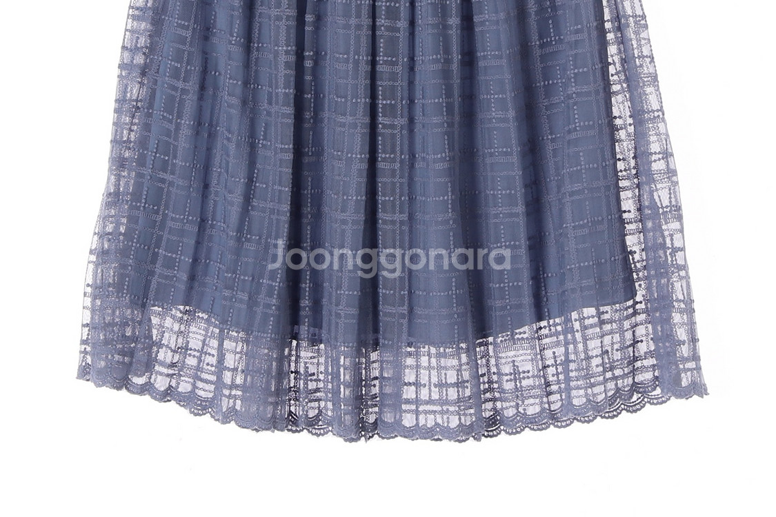 [S]듀엘 인디블루 레이스 레이어드 쉬폰 샤스커트 치마--2