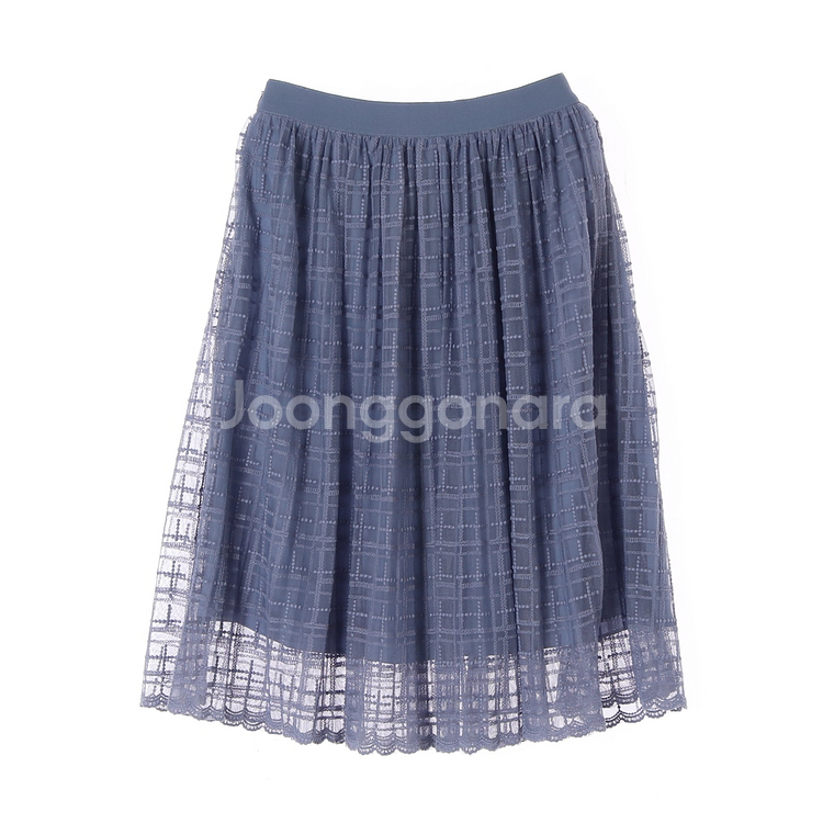 [S]듀엘 인디블루 레이스 레이어드 쉬폰 샤스커트 치마--3