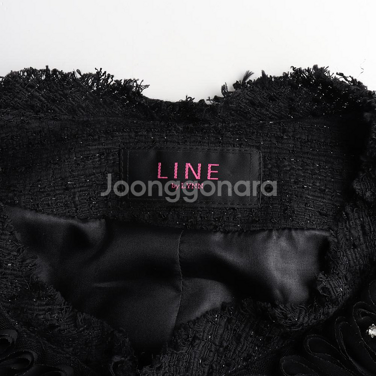 [S]라인 블랙 물결 큐빅 트림 트위드 숏 재킷 자켓--4