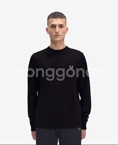 정품/ 프레드페리 메리노울 100% 라운드 니트 /M,--0