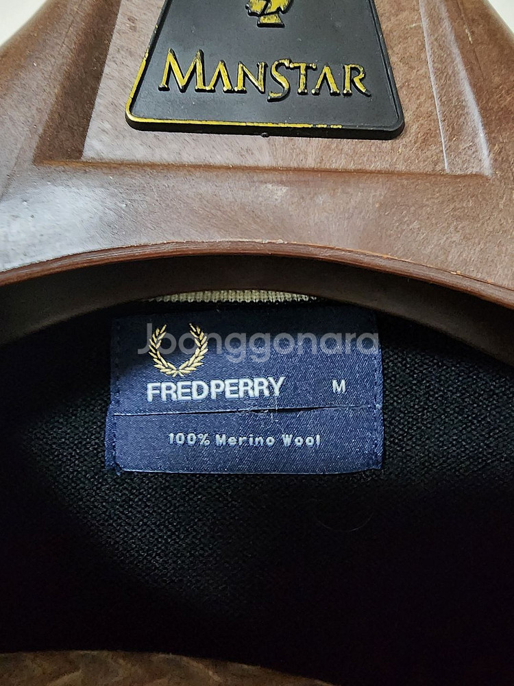 정품/ 프레드페리 메리노울 100% 라운드 니트 /M,--5