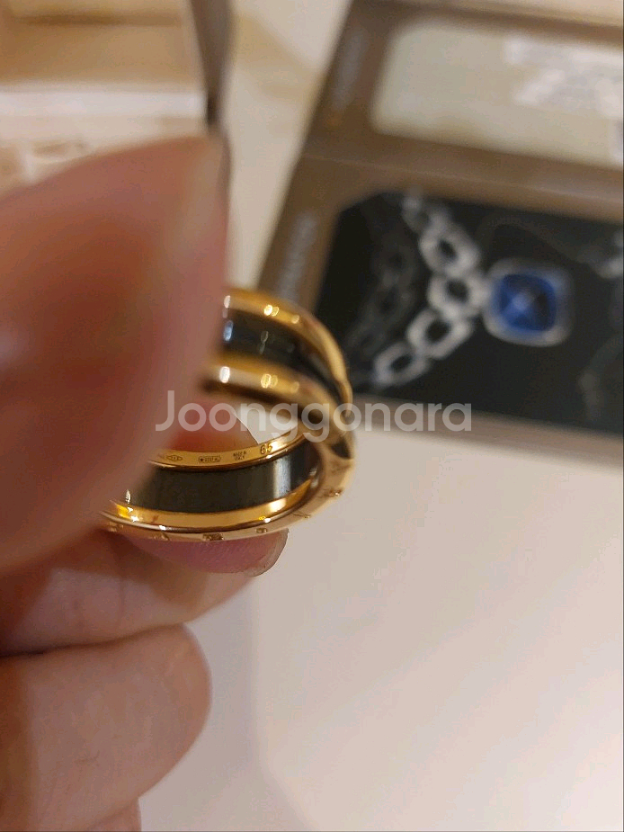 불가리 비제로원 링 반지 블랙 세라믹 65호--4