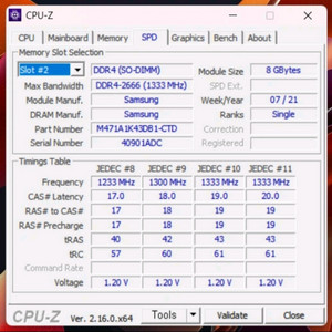 삼성 노트북용 DDR4 8GB 램 (PC4-21300S