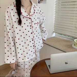 하트 긴팔 파자마 잠옷 세트 XL