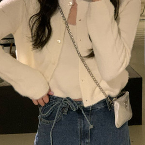 헤어리 니트나시+니트가디건 세트