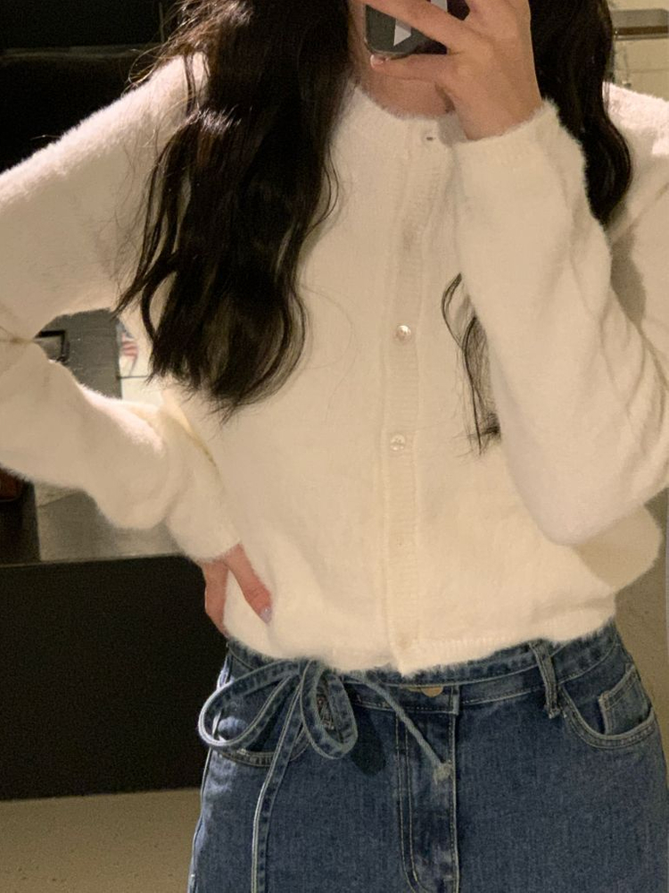 헤어리 니트나시+니트가디건 세트--3