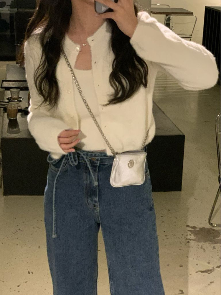 헤어리 니트나시+니트가디건 세트--1