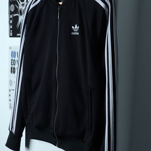 (M-L) 아디다스 집업져지 트랙탑 불꽃 파버 블랙