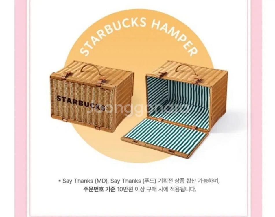 스타벅스 라탄백 스타벅스 햄퍼 피크닉 라탄 바구니--0
