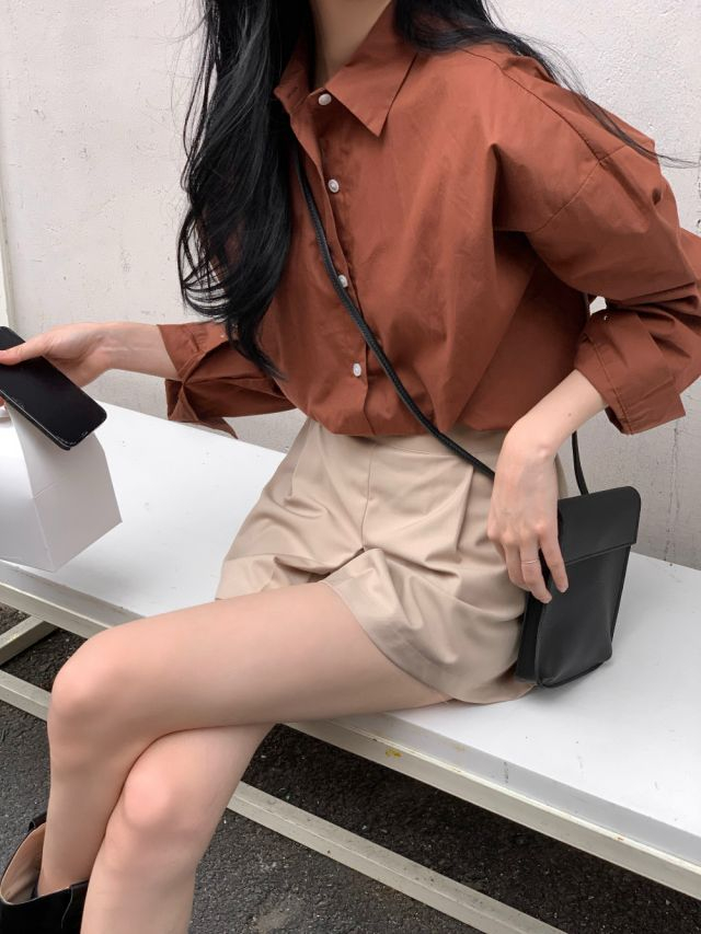 브라운 기본 셔츠 (새제품)--1