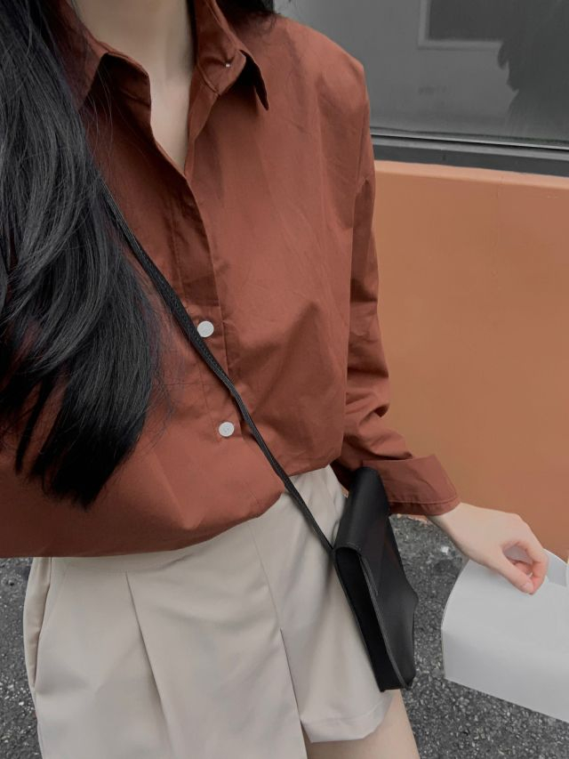 브라운 기본 셔츠 (새제품)--4