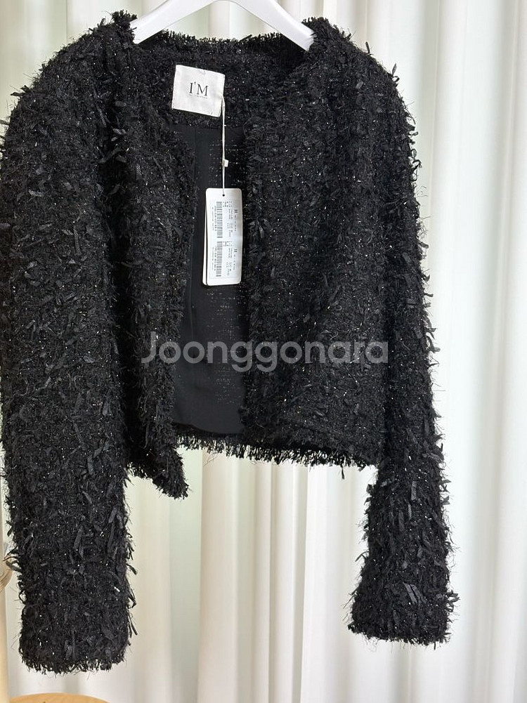 잇미샤 칼라리스 트위드 자켓 블랙, 크림 66 새상품--0