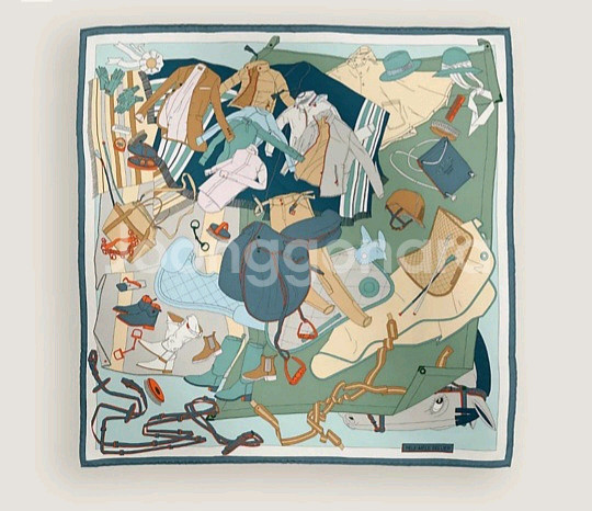 에르메스 까레 스카프 펠레멜레 셀리에 70 까레 아르두--0