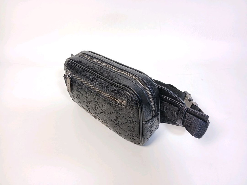 저스트까발리 올오버 고딕 검정 가죽 웨이스트 백--2