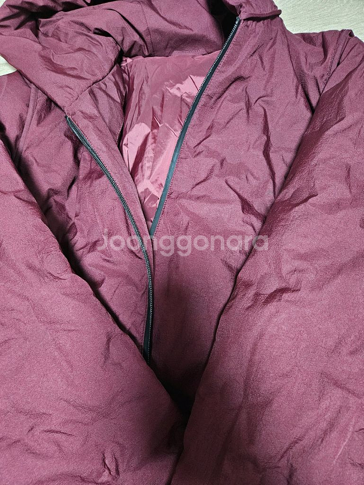 롱 경량패딩 버건디--1