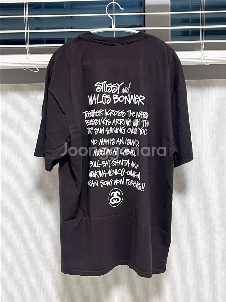 스투시x웨일즈보너 티셔츠 브라운/아이보리 L사이즈--1