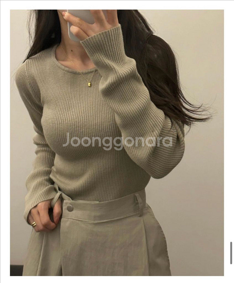 유인어스 러블 레이어드 이너 골지 니트 베이지--0