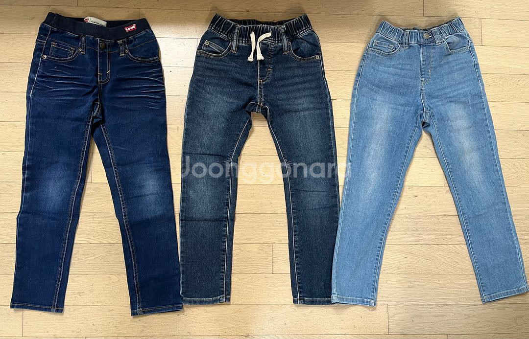 리바이스, 갭, 탑텐 130 바지 3벌--0