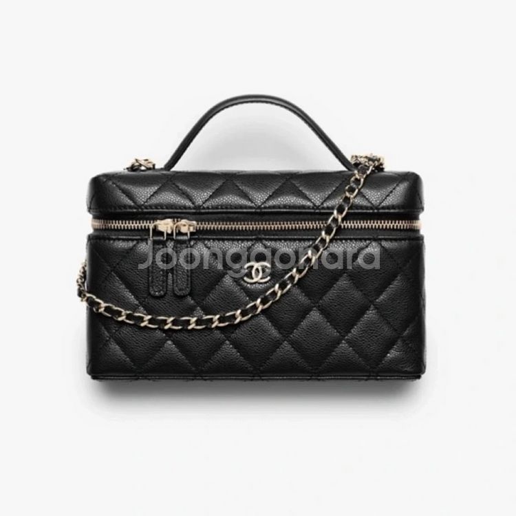샤넬 롱베니티 탑핸들 포쉐트 블랙--1
